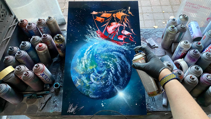 Planetary Sailer (Unique ORIGINAL Painting FROM YouTube Video)