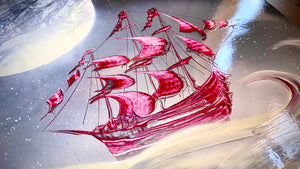 Red Ship on waves